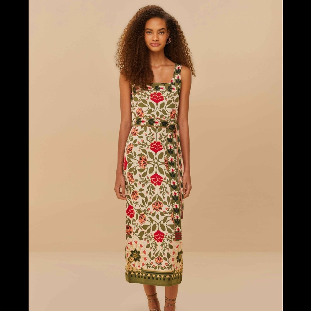 FARM Rio Sand Garden Tapestry Knit Dress